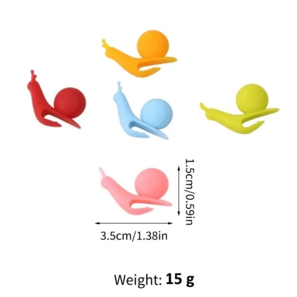 Cute Snail Shaped Silicone Tea Bag Holders, 5 piece set, multicolor - Picture 2 of 5
